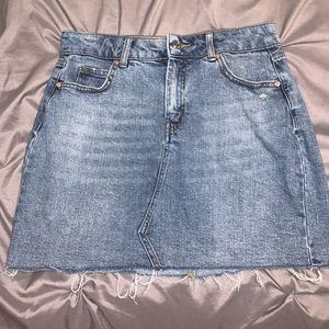 Slightly Distressed Denim Mini Skirt